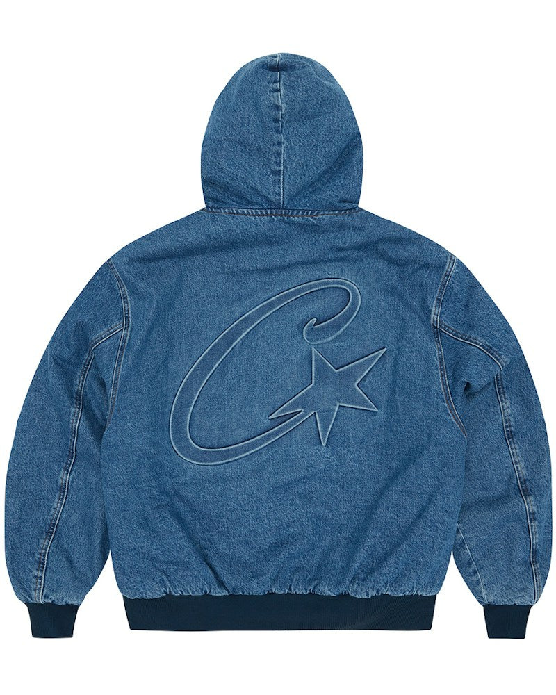 Corteiz Embossed C-Star Denim Work Jacket - Blue