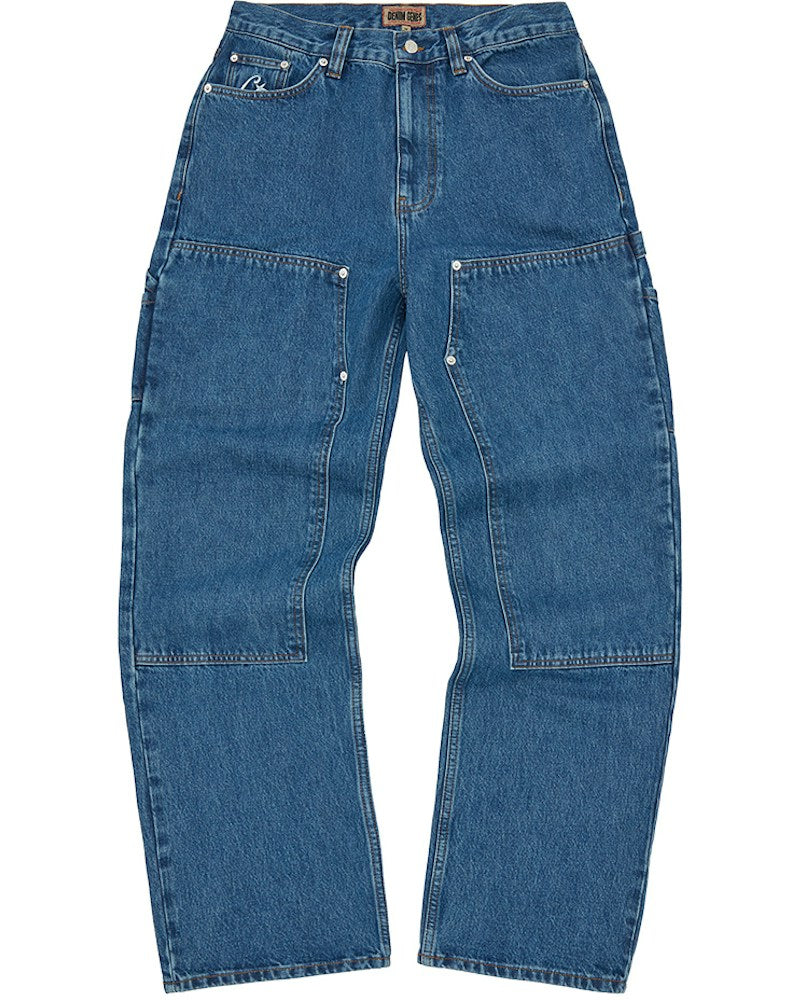 Corteiz Embossed C-Star Denim Work Pant - Blue