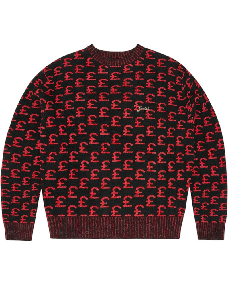 Corteiz GBP Jacquard Knit Sweater - Black