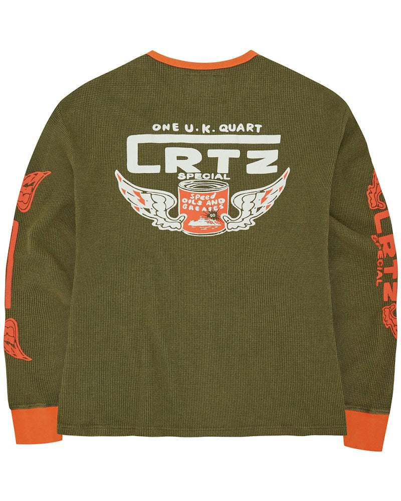 Corteiz Gasolina Waffle Longsleeve - Tonal Khaki/Burnt Orange