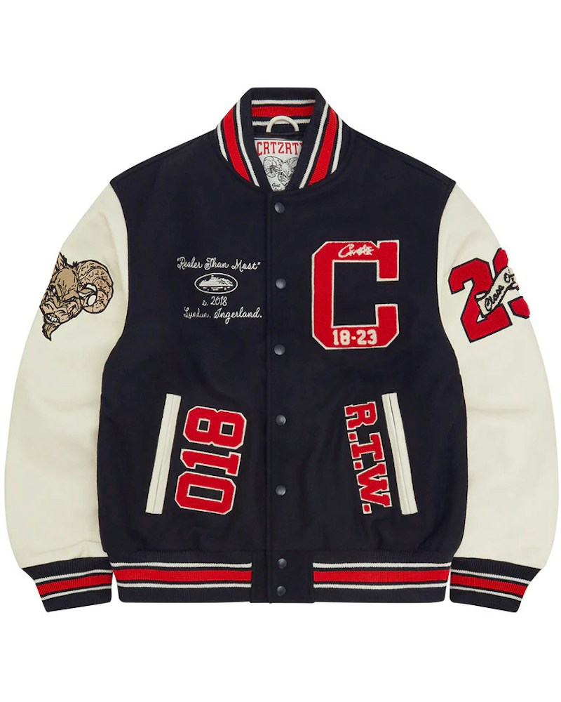 Corteiz Goat Varsity Jacket - Navy
