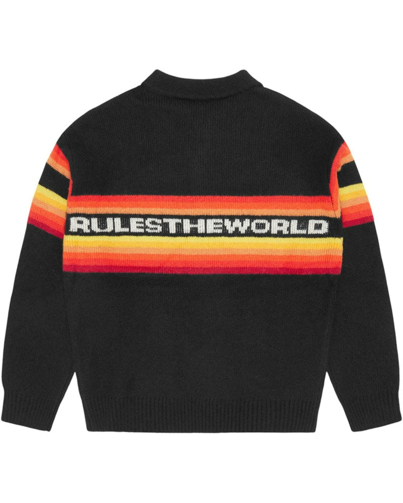 Corteiz Gradient Half Knit Zip Pullover - Black