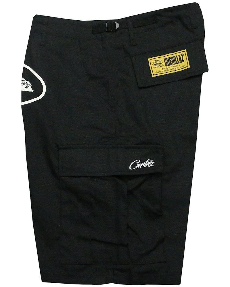 Corteiz Guerillaz 21' Cargo Shorts - Black