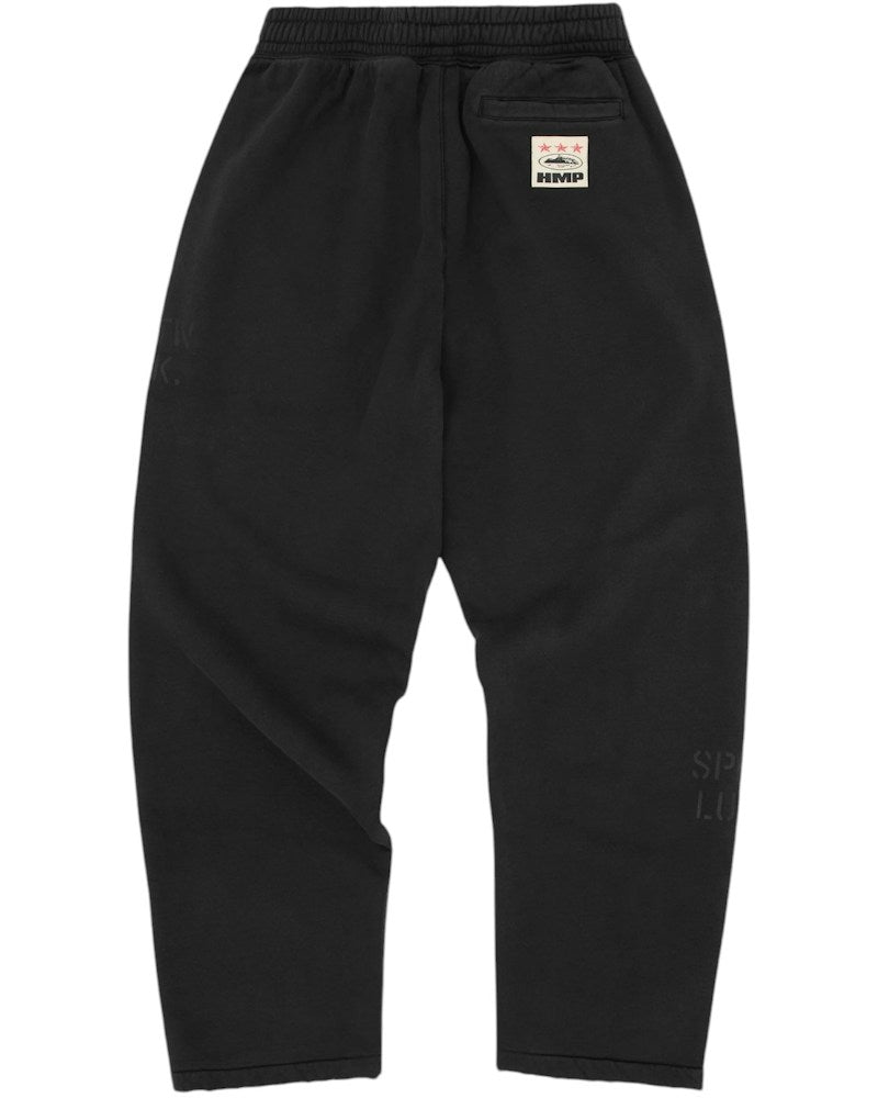 Corteiz HMP Stencil Open Hem Sweatpant - Black Overdye