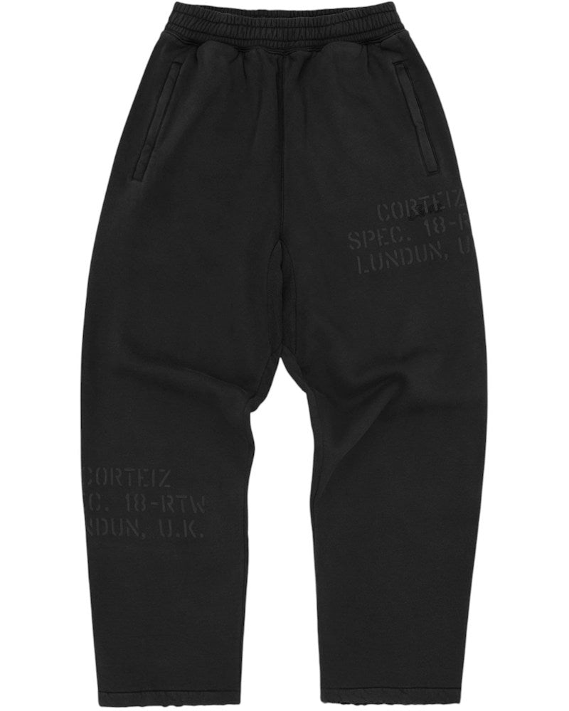 Corteiz HMP Stencil Open Hem Sweatpant - Black Overdye
