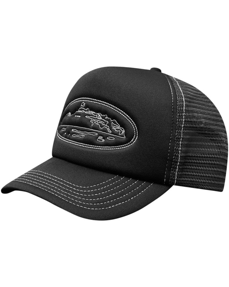 Corteiz Island Outline Trucker Hat - Black