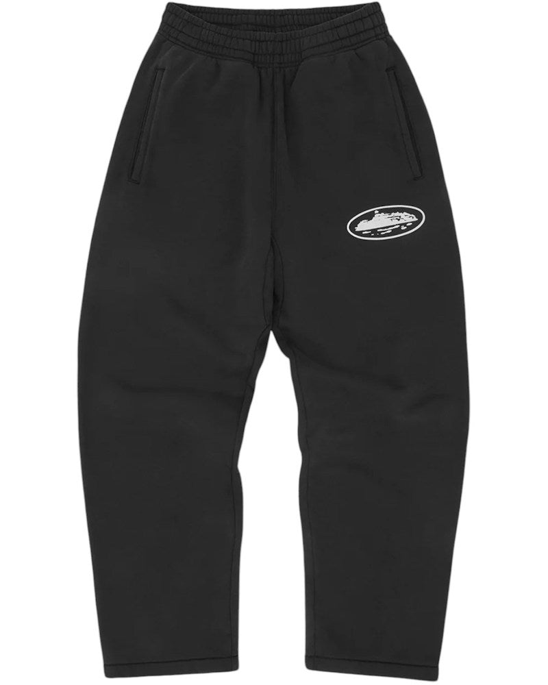 Corteiz Island Puff Print Open Hem Sweatpant - Black
