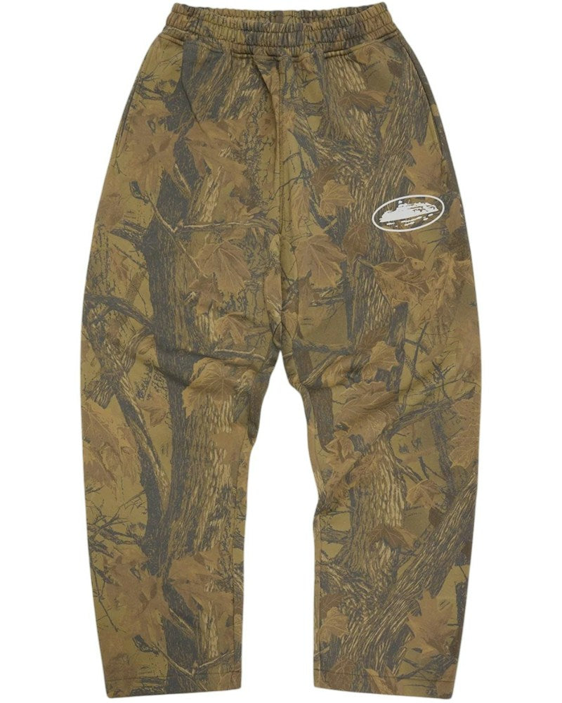 Corteiz Island Puff Print Open Hem Sweatpant - Forest Camo