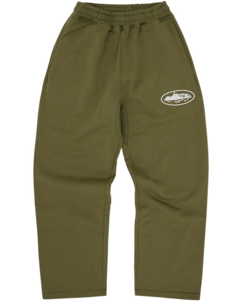Corteiz Island Puff Print Open Hem Sweatpant - Olive