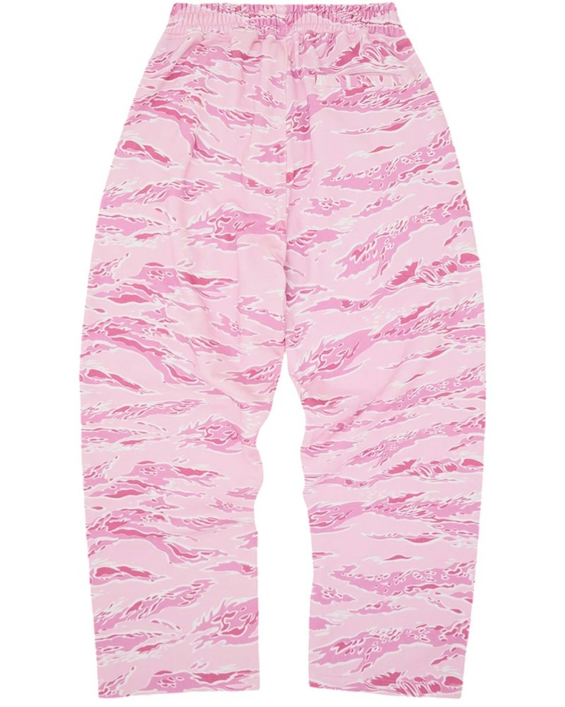 Corteiz Island Puff Print Open Hem Sweatpant - Pink Tiger Camo