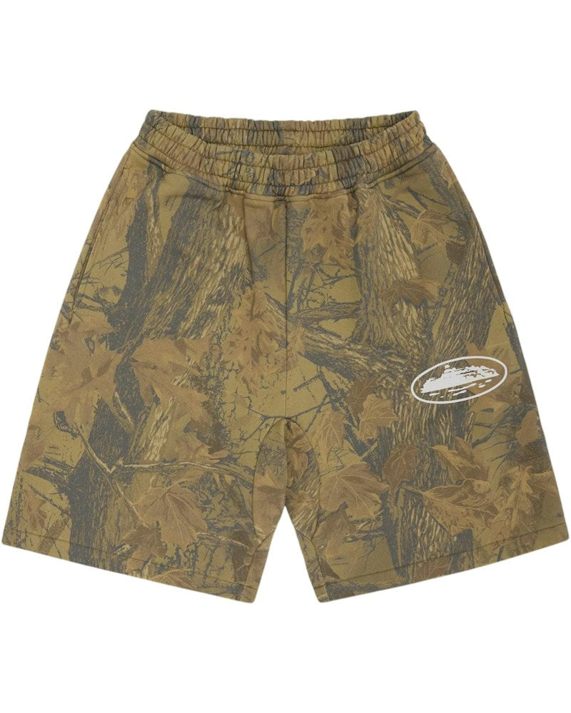 Corteiz Island Puff Print Sweatshort - Forest Camo
