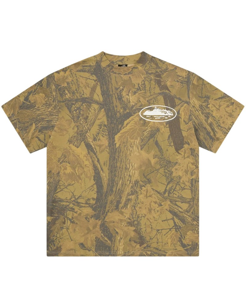 Corteiz Island Puff Print Tee - Forest Camo