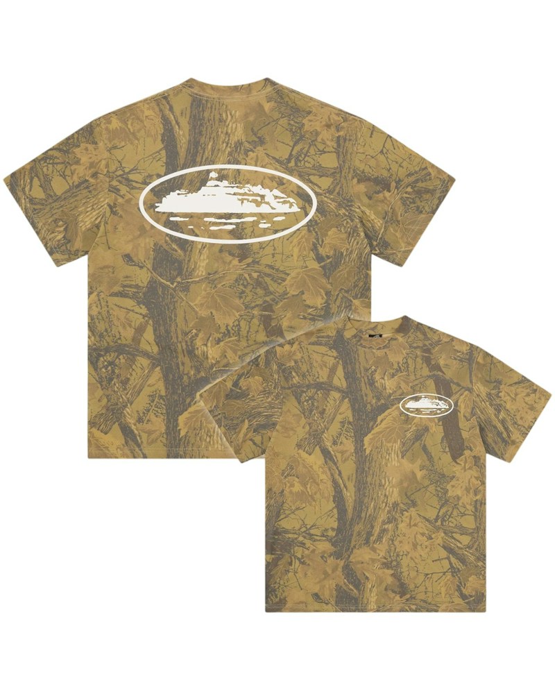 Corteiz Island Puff Print Tee - Forest Camo