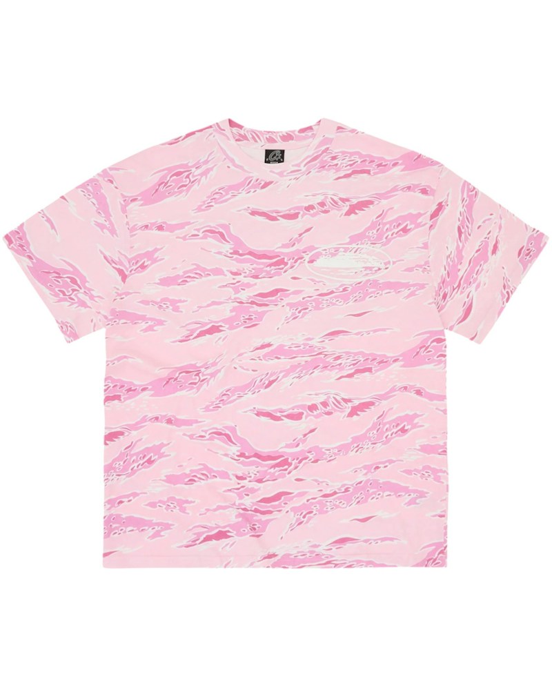 Corteiz Island Puff Print Tee - Pink Tiger Camo
