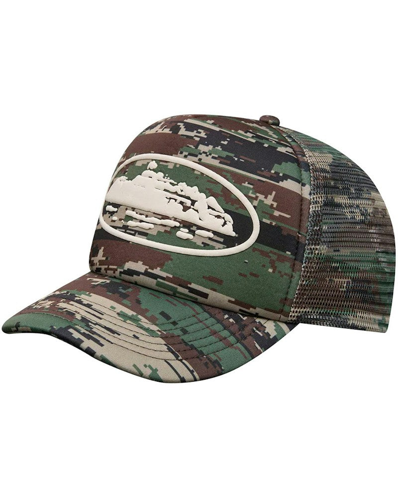 Corteiz Island Puff Print Trucker Hat - Digi Camo
