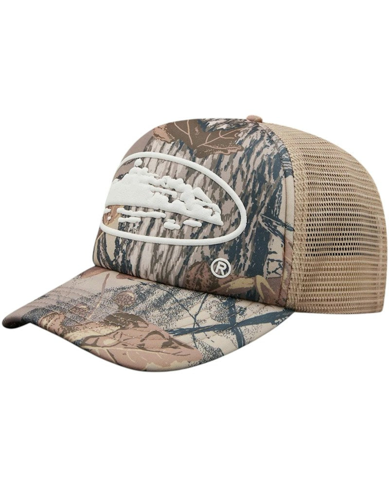 Corteiz Island Puff Print Trucker Hat - Forest Camo