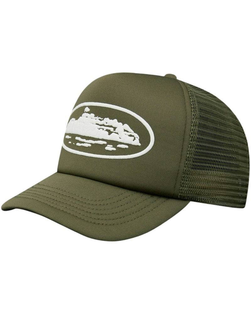 Corteiz Island Puff Print Trucker Hat - Olive