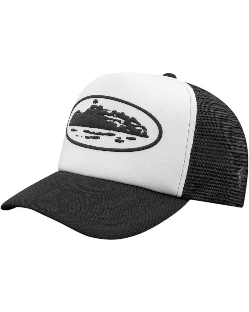 Corteiz Island Puff Print Trucker Hat - White/Black