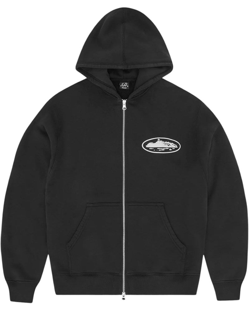 Corteiz Island Puff Print Zip Hoodie - Black