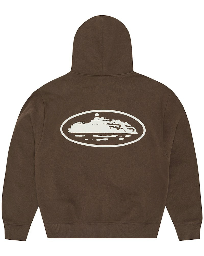 Corteiz Island Puff Print Zip Hoodie - Brown