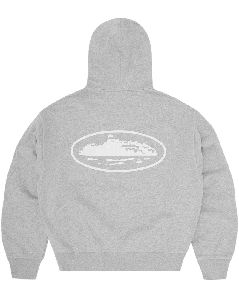 Corteiz Island Puff Print Zip Hoodie - Heather Grey