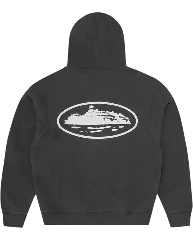 Corteiz Island Puff Print Zip Hoodie - Washed Black
