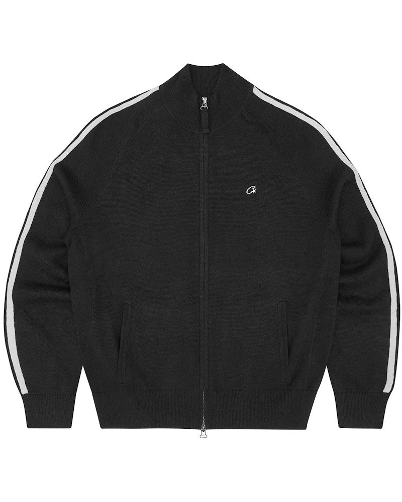 Corteiz Knit Zip Up Fleece - Black