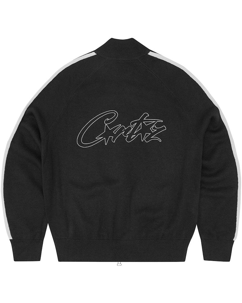 Corteiz Knit Zip Up Fleece - Black