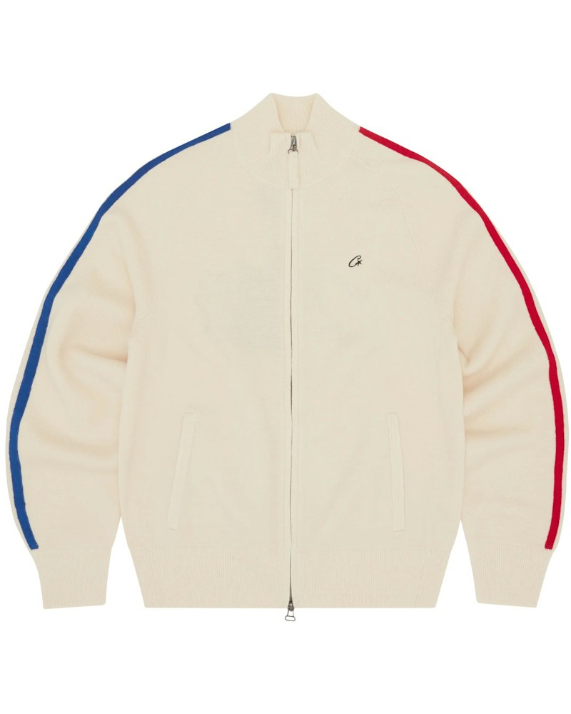 Corteiz Knit Zip Up Fleece - Cream