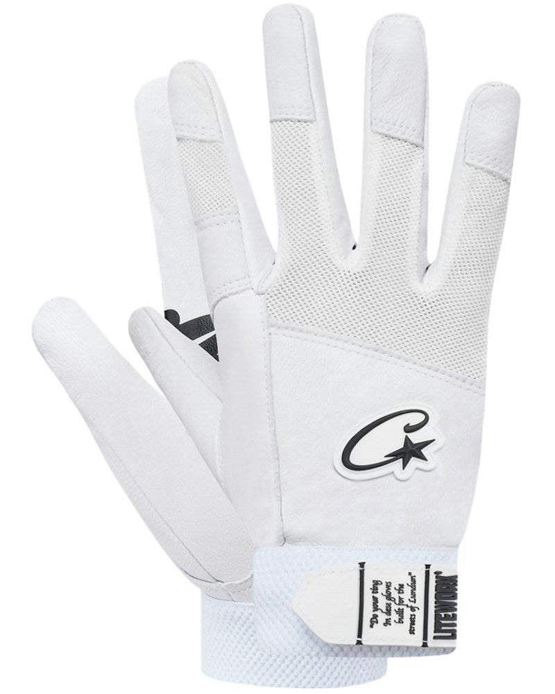 Corteiz Leather Gloves - White