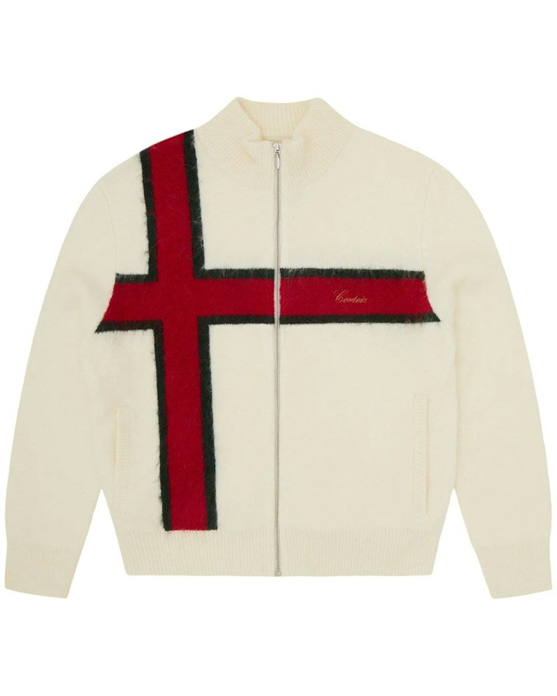 Corteiz Lux Knit Zip Up Top - Cream