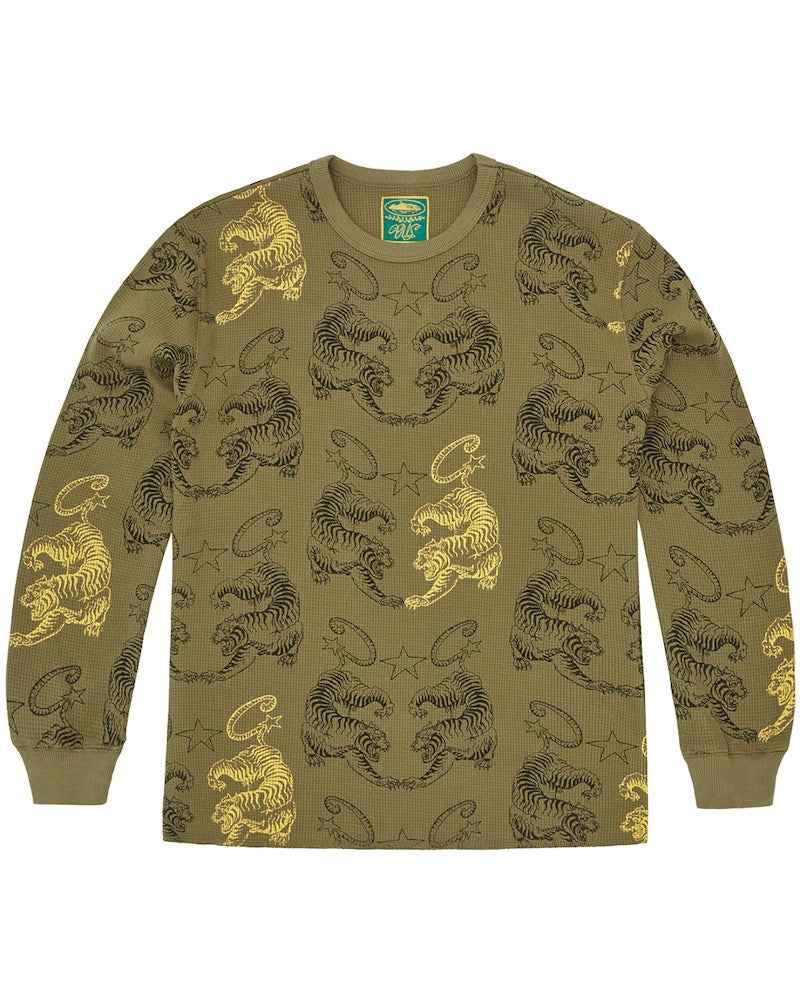 Corteiz Mens Tiger Waffle Longsleeve - Khaki