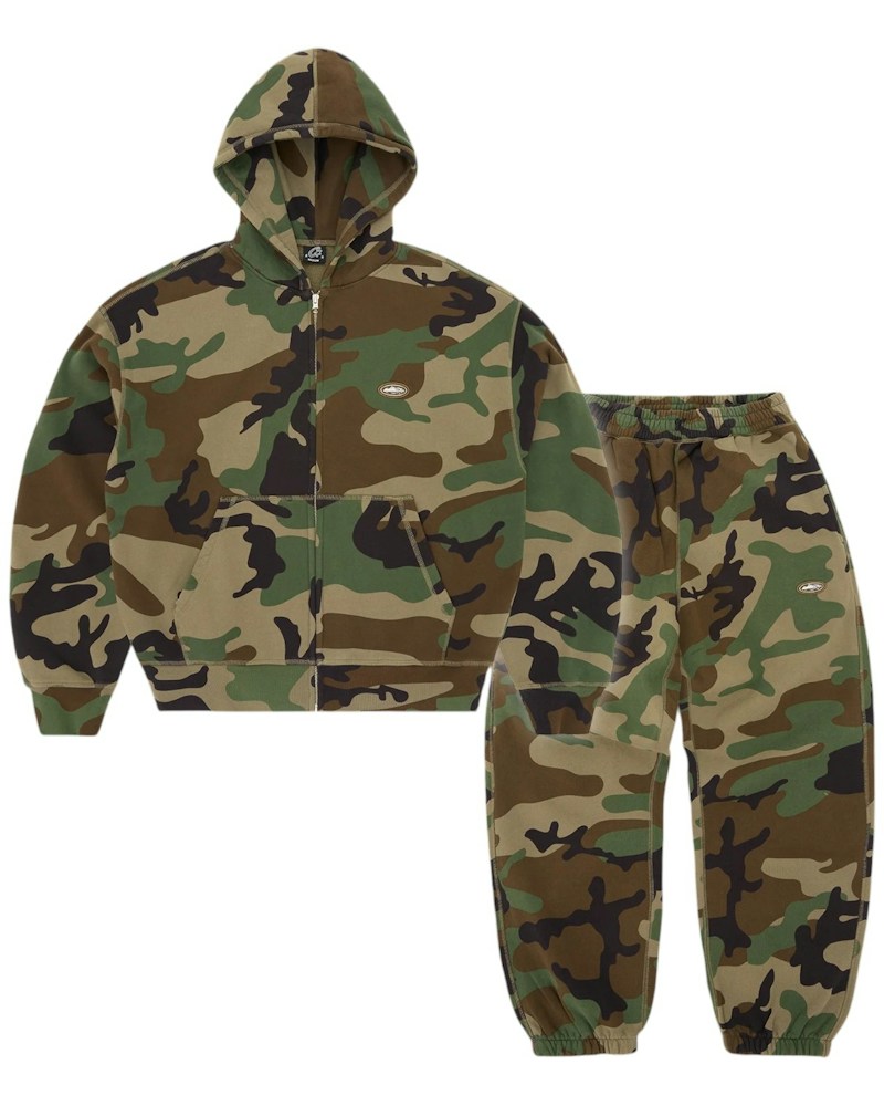 Corteiz Mini Island Hoodie Tracksuit - Woodland Camo