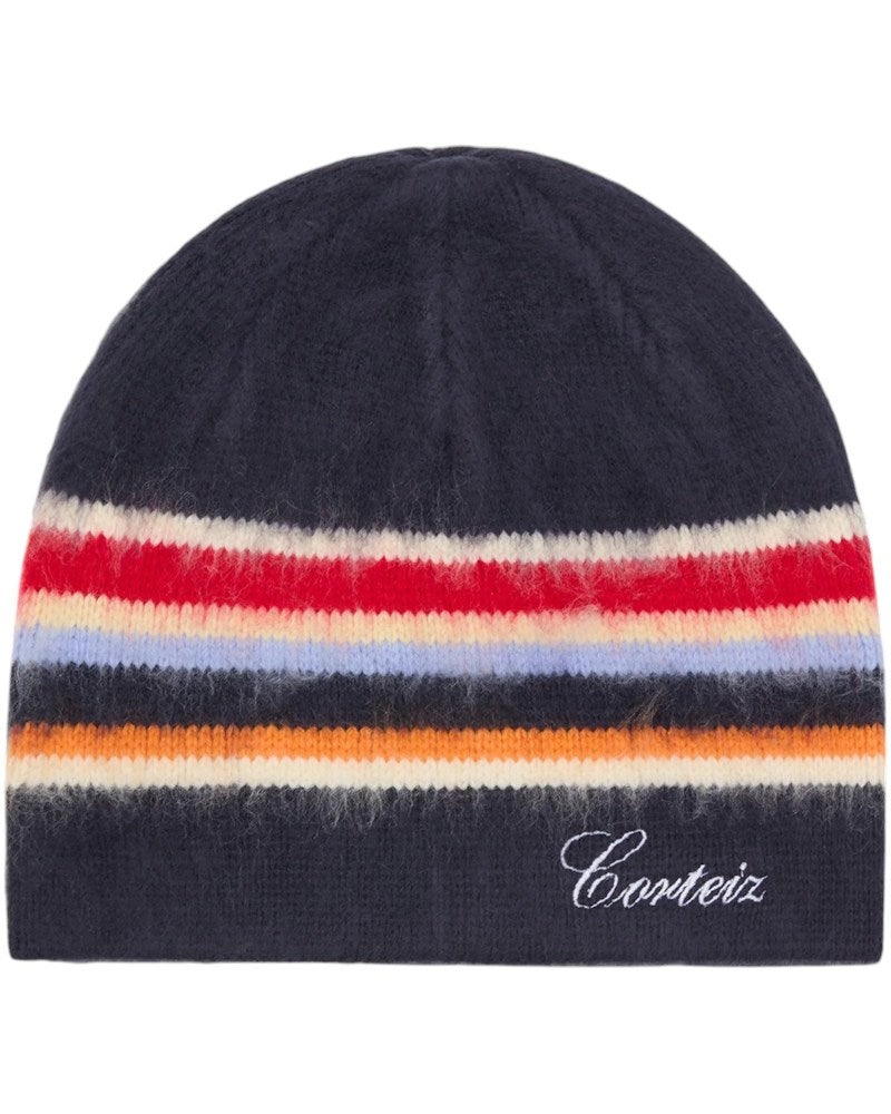 Corteiz Multi Stripe Knit Beanie - Navy