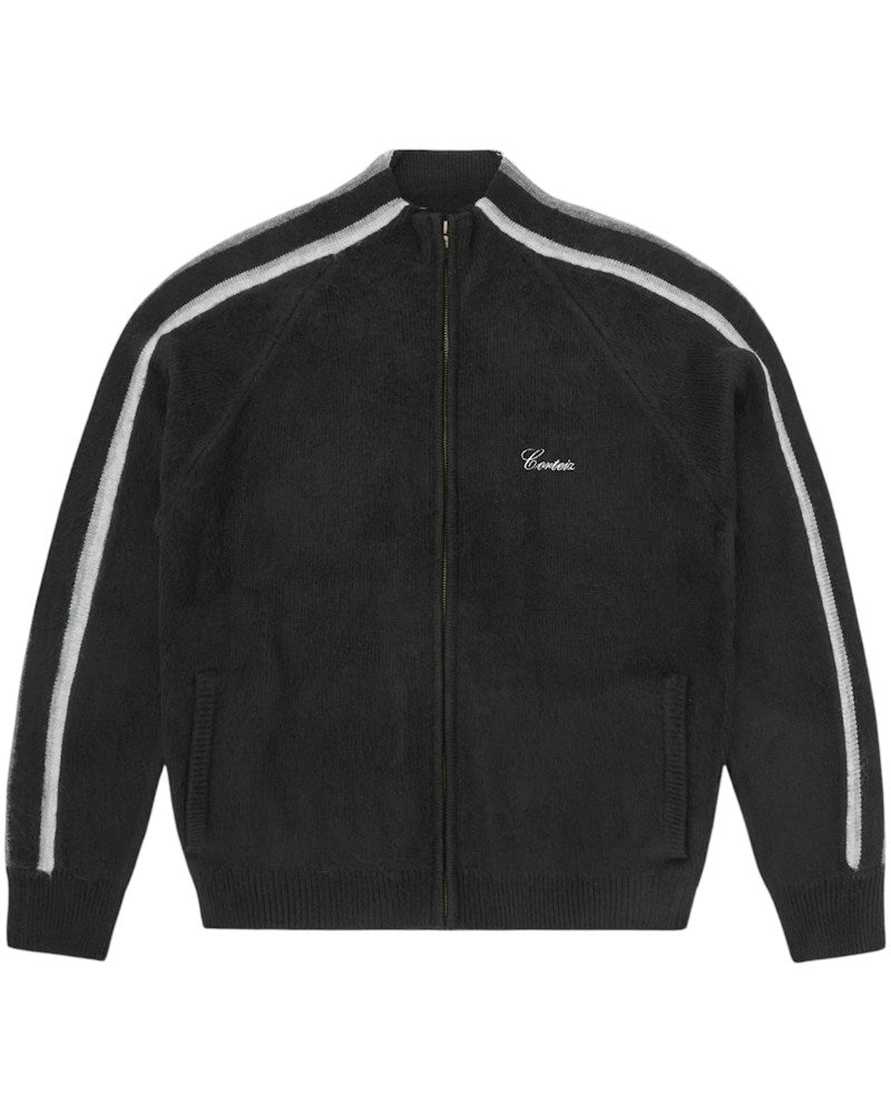 Corteiz Multi Stripe Knit Zip Up - Black