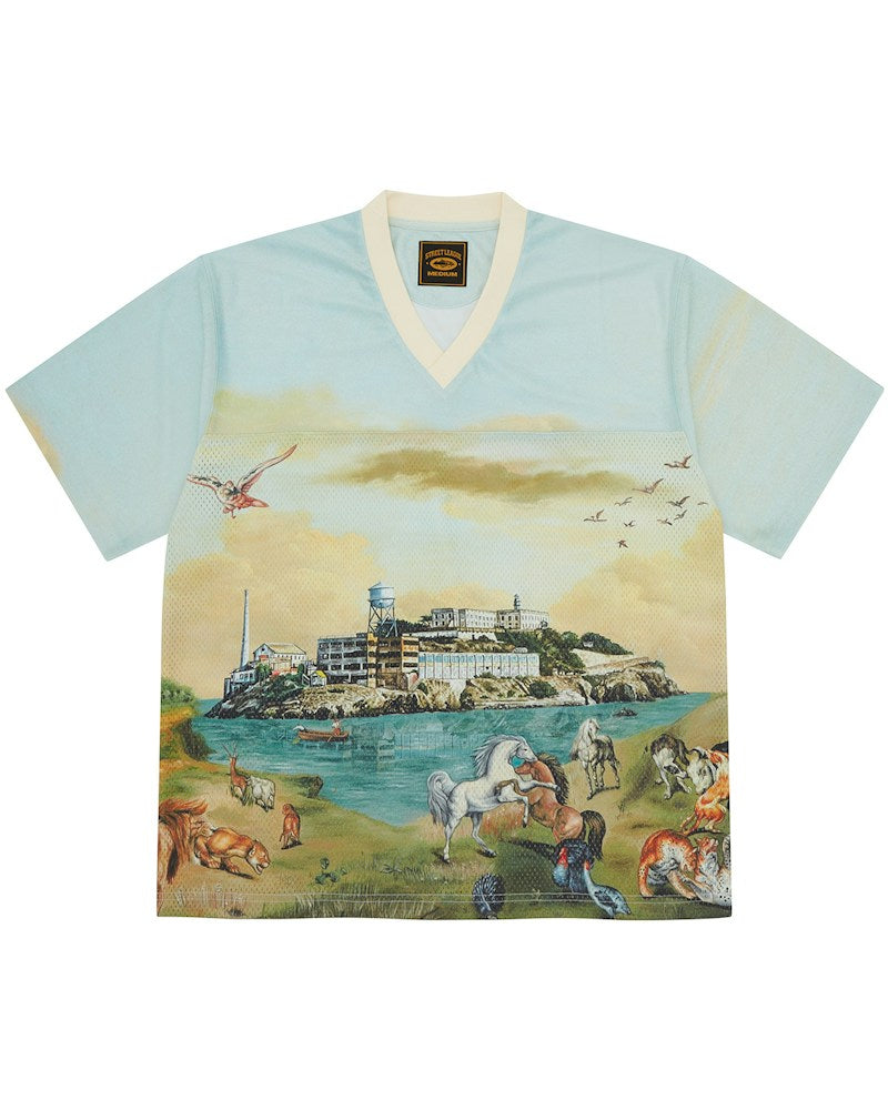 Corteiz Narnia Football Jersey - Blue/Cream