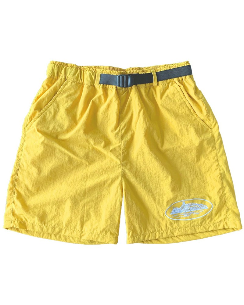 Corteiz Nylon Litework Shorts - Sulphur