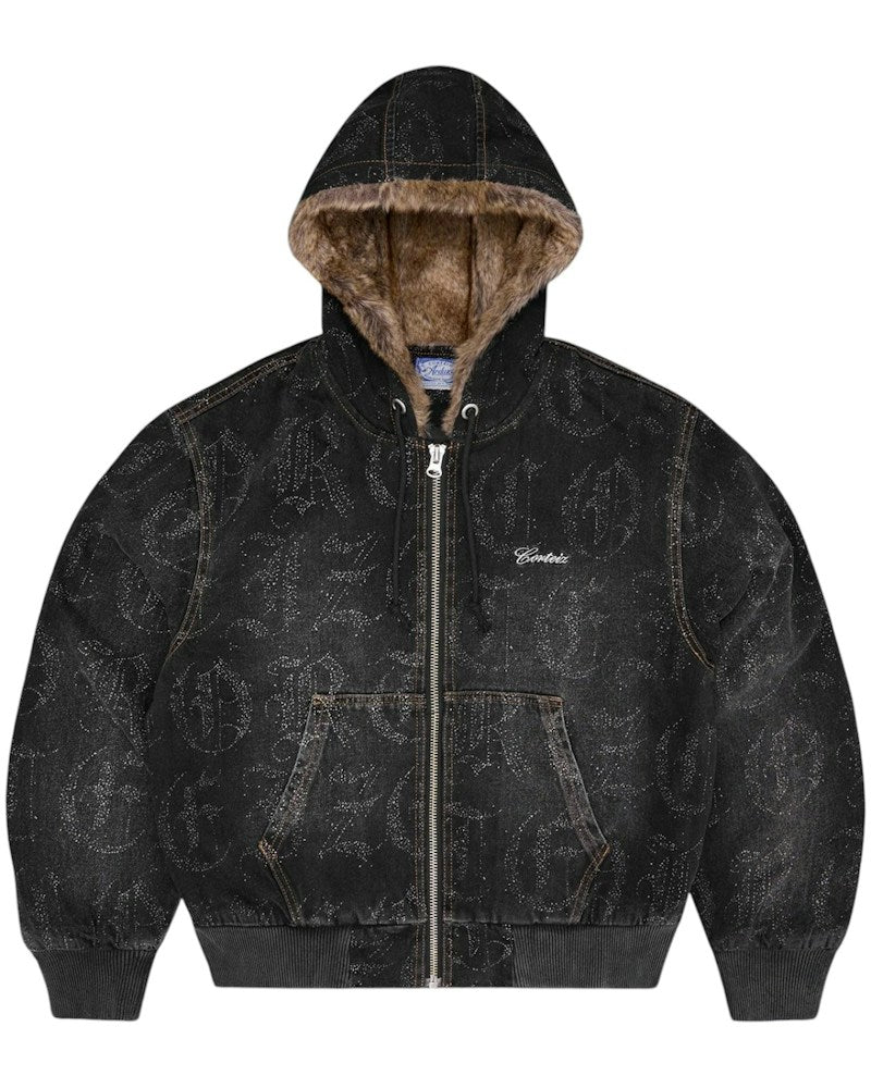 Corteiz Old English Denim Work Jacket - Black Wash