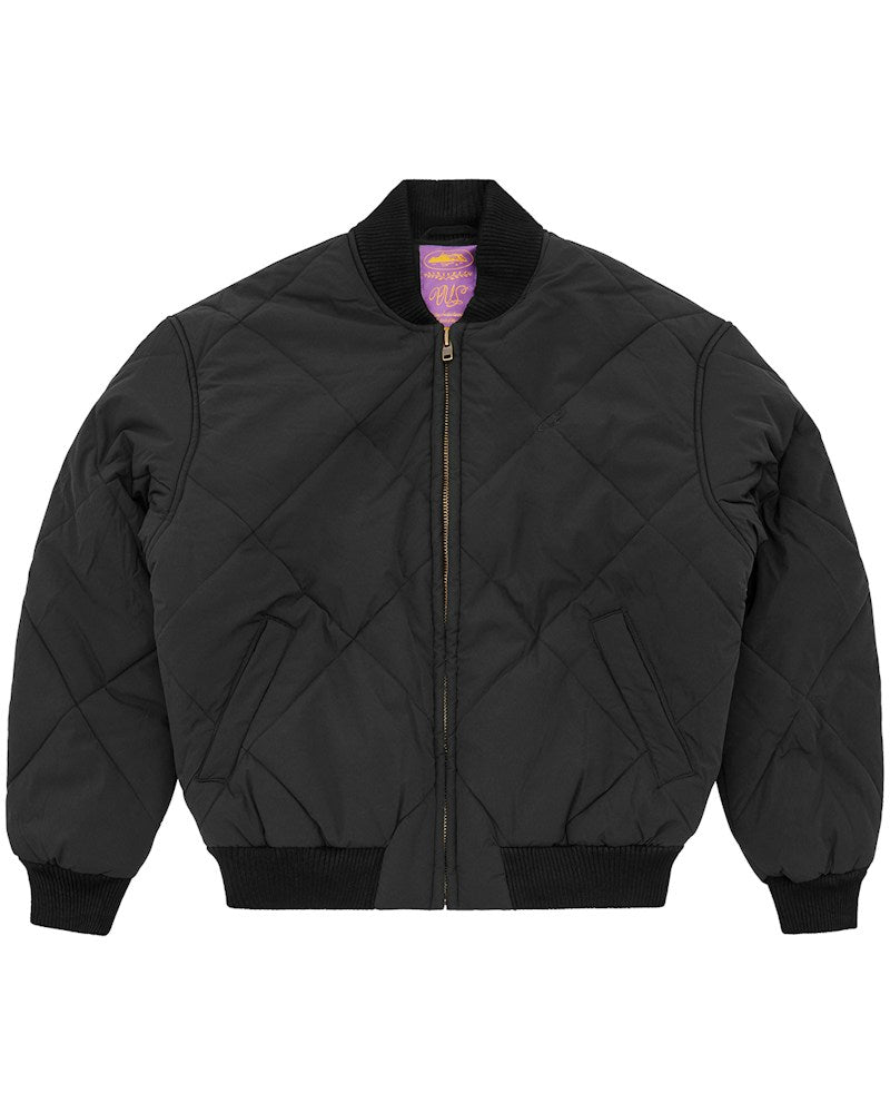 Corteiz Olde English Quilted Bomber Jacket - Black