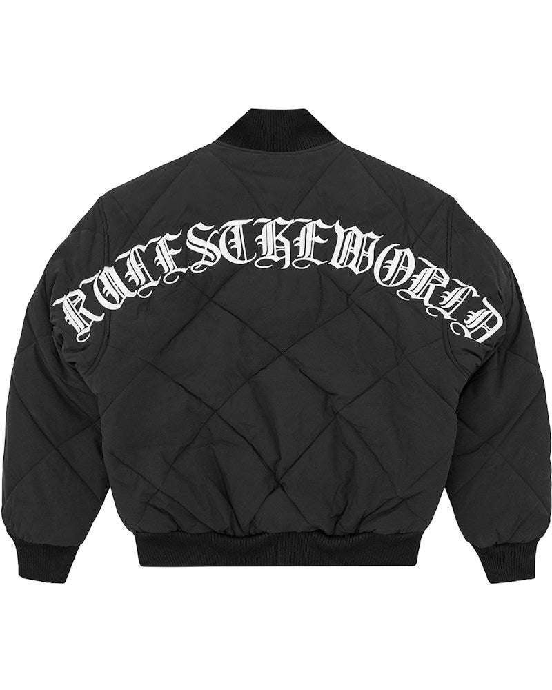 Corteiz Olde English Quilted Bomber Jacket - Black