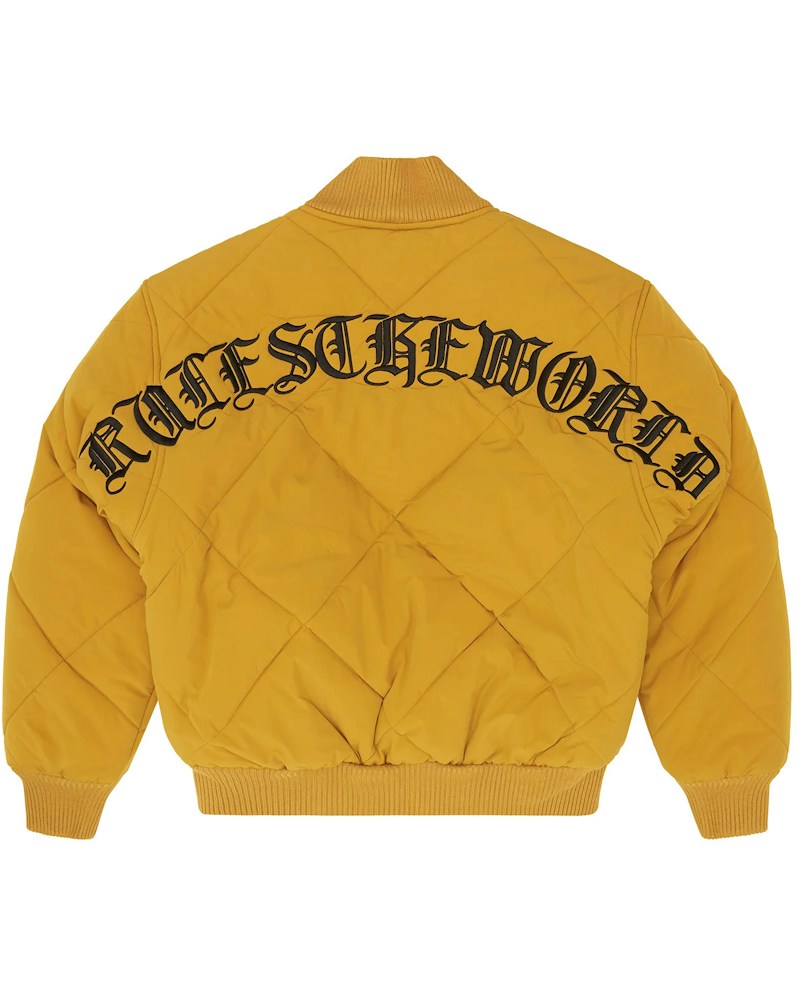 Corteiz Olde English Quilted Bomber Jacket - Yellow