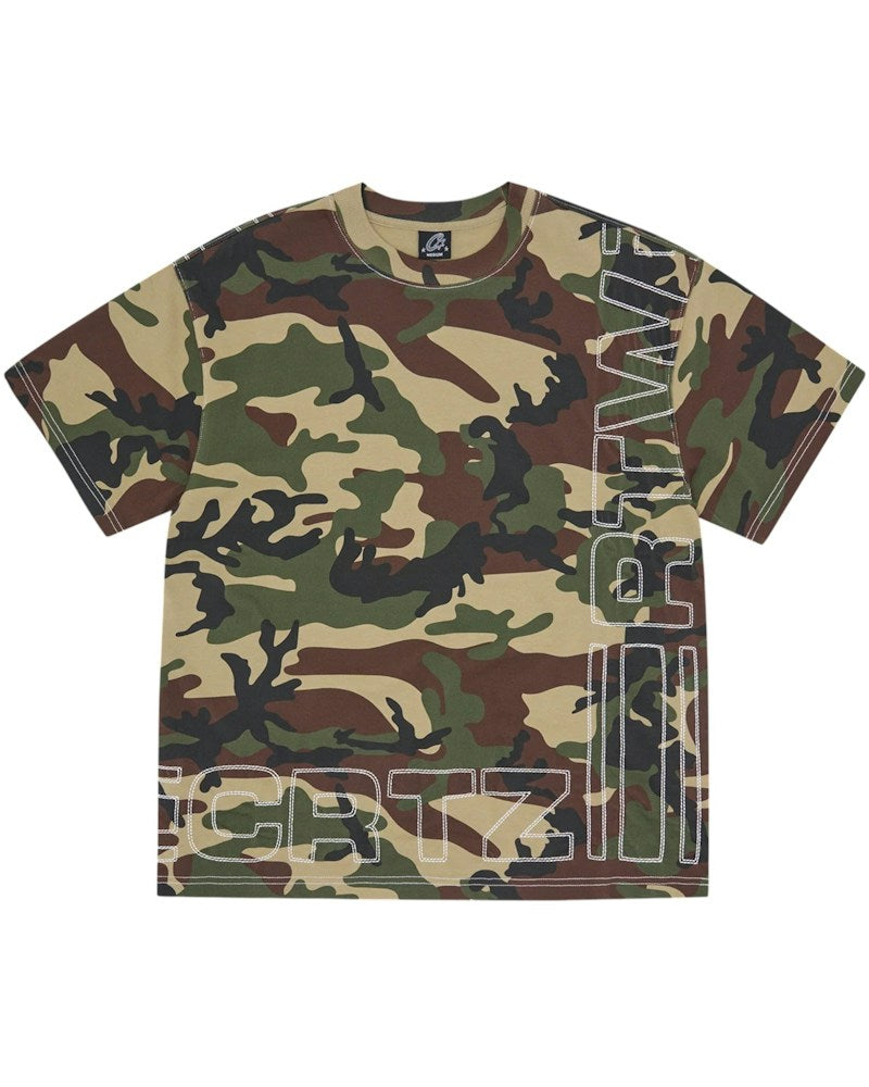 Corteiz Outline Heavyweight Tee - Woodland Camo