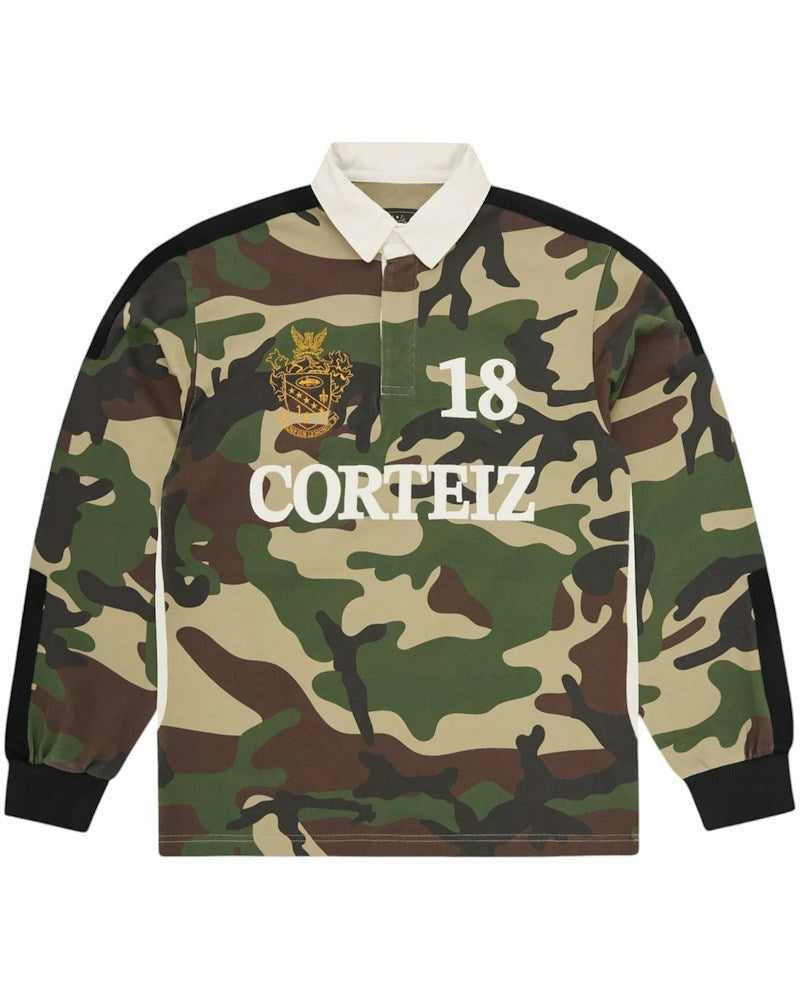 Corteiz Panelled Rugby Top - Woodland Camo
