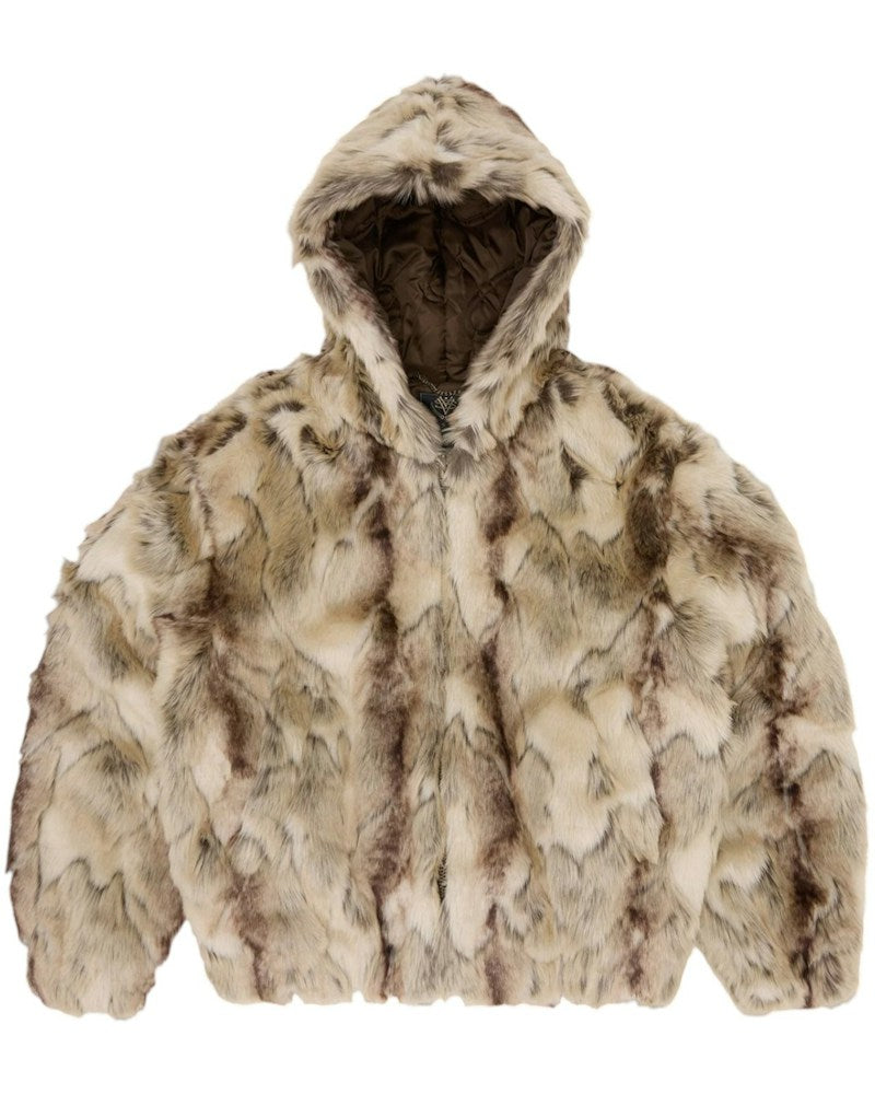 Corteiz Pelt Hooded Fur Jacket - Fawn