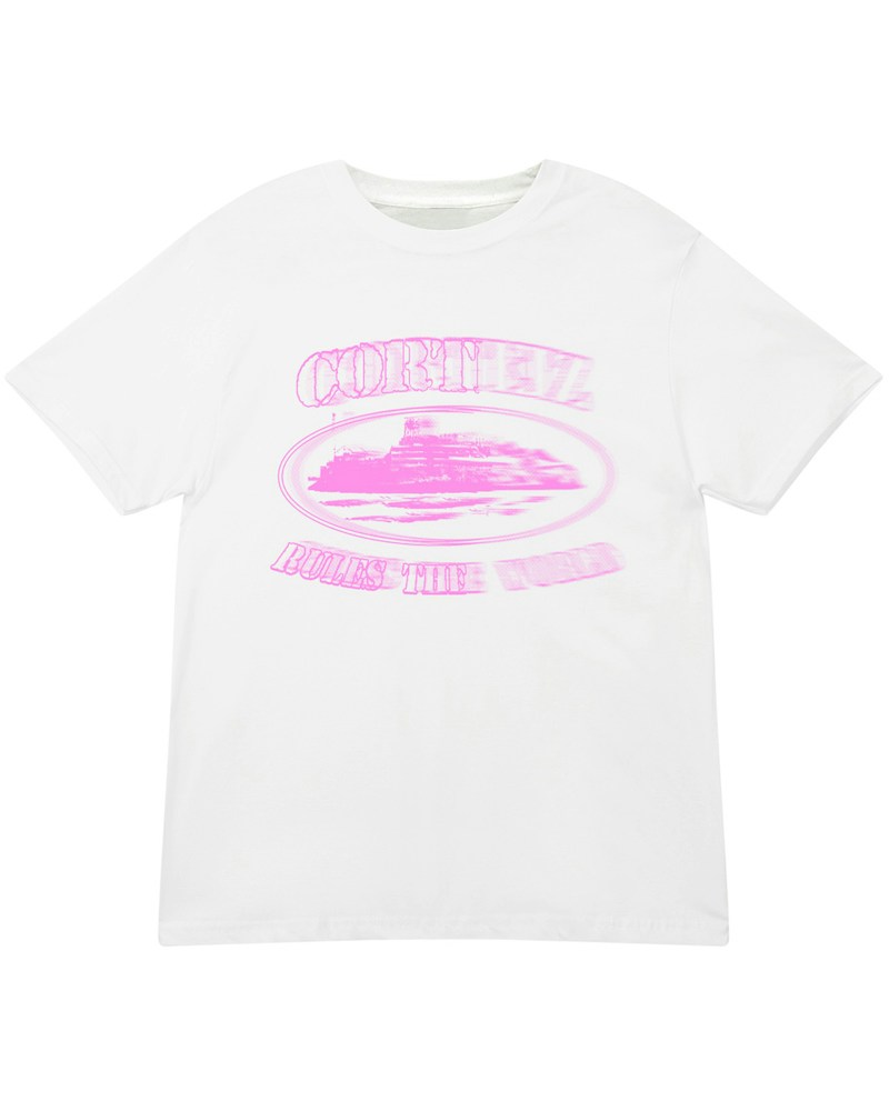 Corteiz Pink Blur Alcatraz T-shirt - White