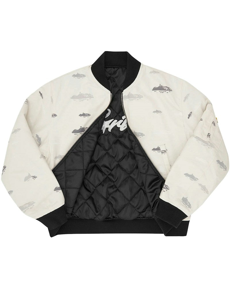 Corteiz Reversible Bomber Jacket - Off White/Black