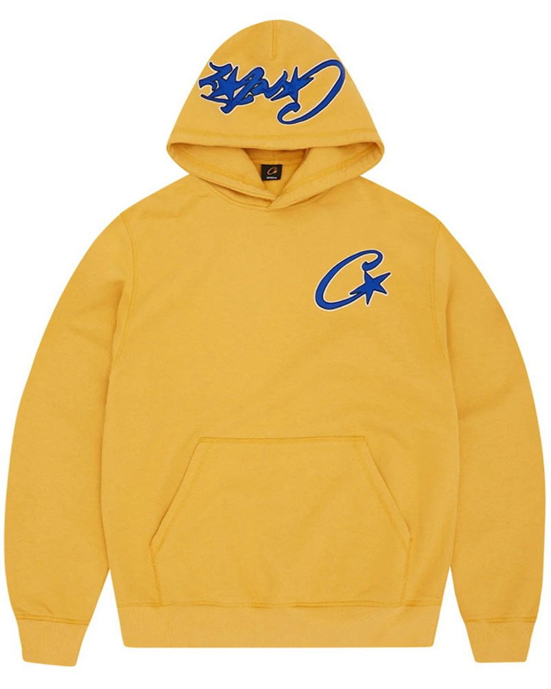 Corteiz Satin C Star Appliqué Hoodie - Mustard