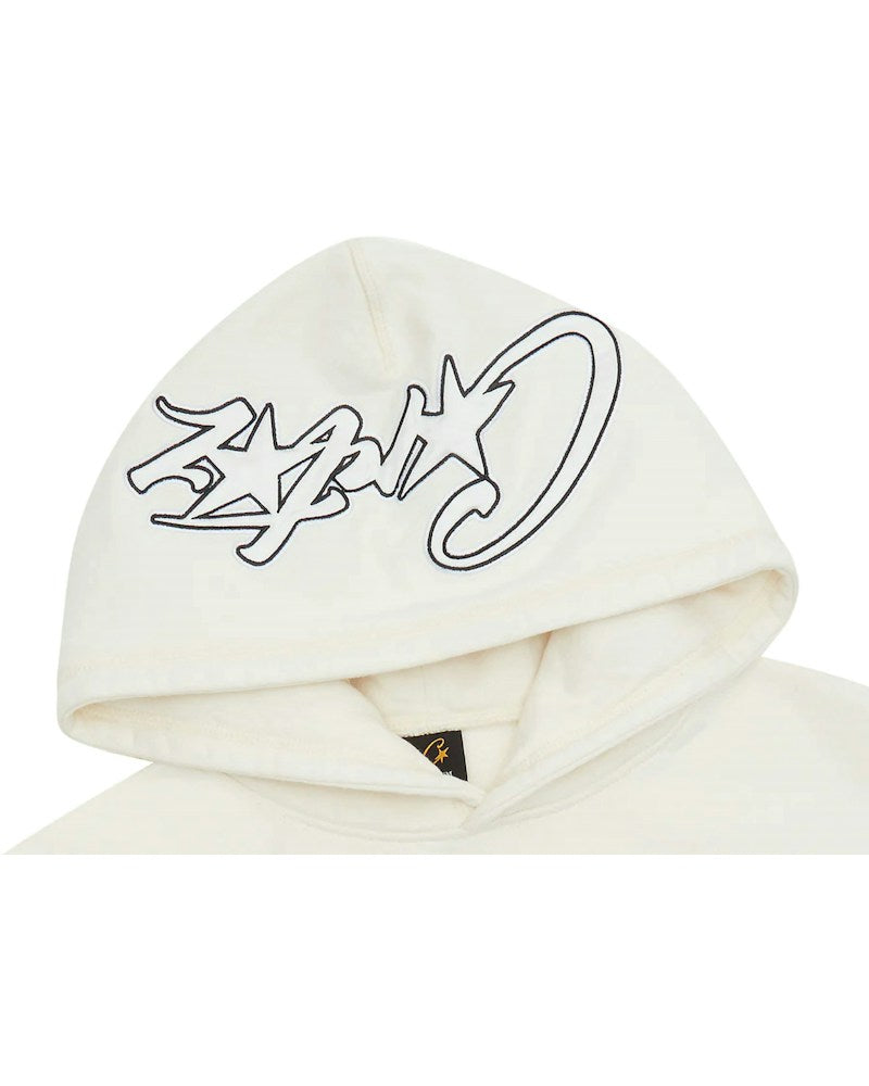 Corteiz Satin C Star Appliqué Hoodie - Off White