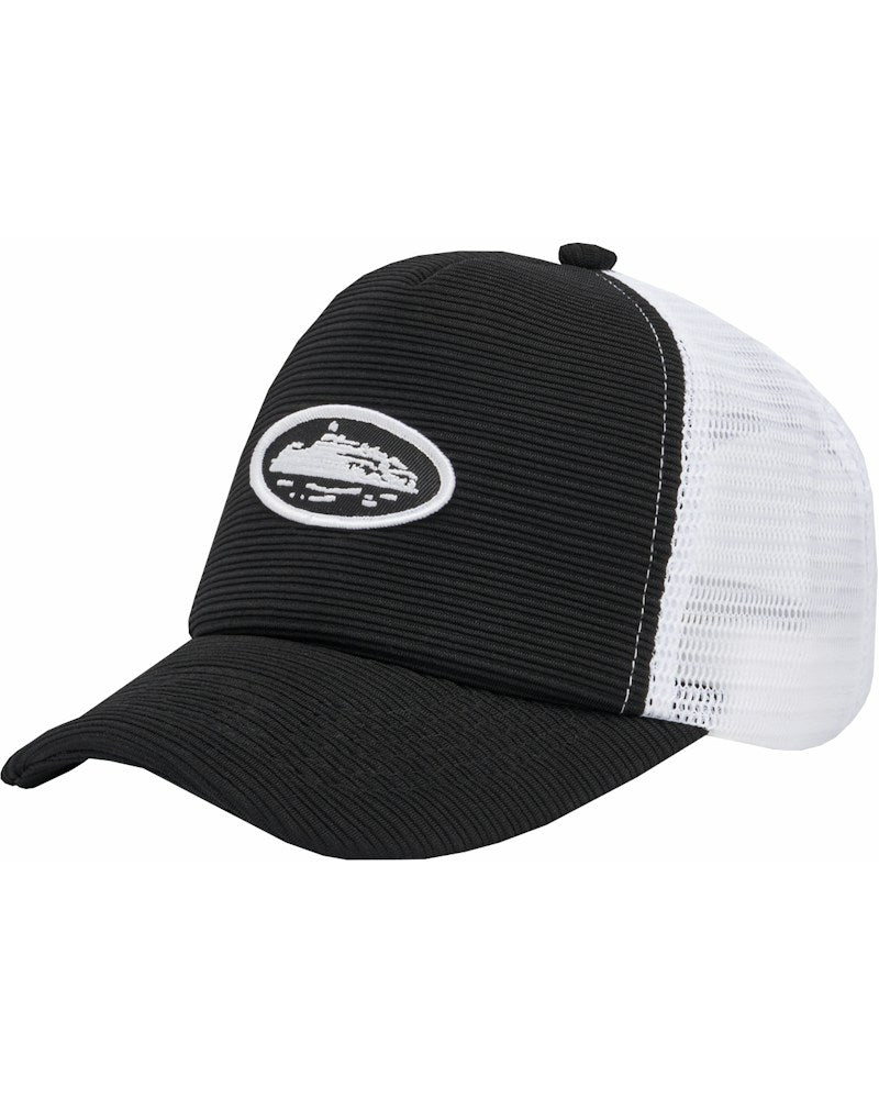 Corteiz Short Peak Trucker - Black