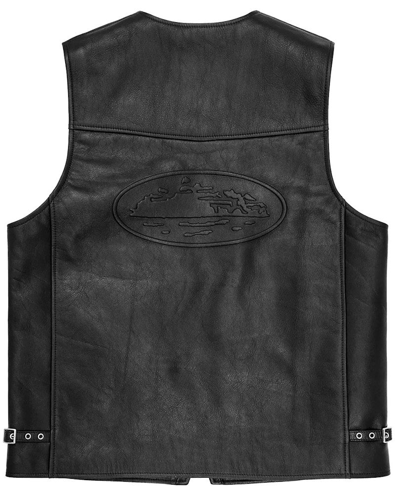 Corteiz Skydive Leather Vest - Black